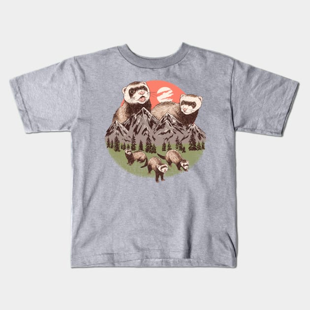 Mountain Ferrets Kids T-Shirt by Hillary White Rabbit